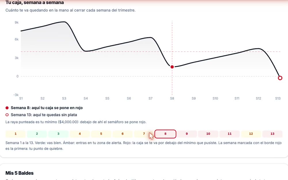 Vista de Tu Curva de 13 Semanas con datos de ejemplo